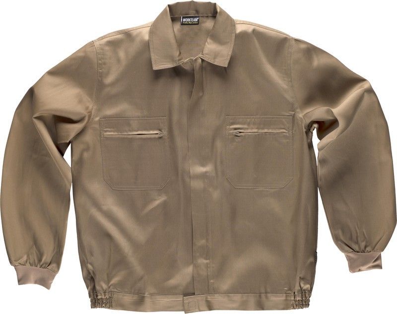 Cazadora con cremalleras de nylon, cintura elástica Beige