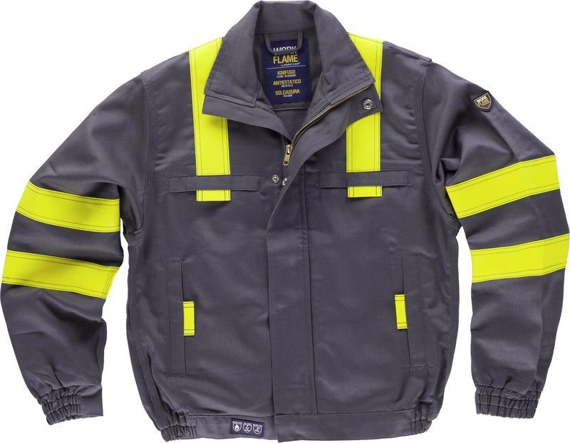 Cazadora ignífuga y antiestática Gris Amarillo