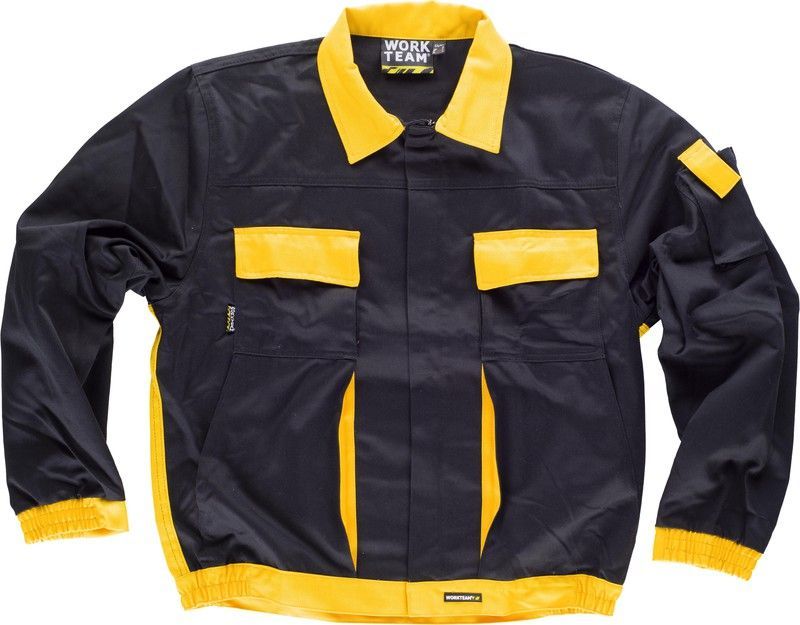 Cazadora linea 2 con cintura y tapetas combinadas Negro / Amarillo