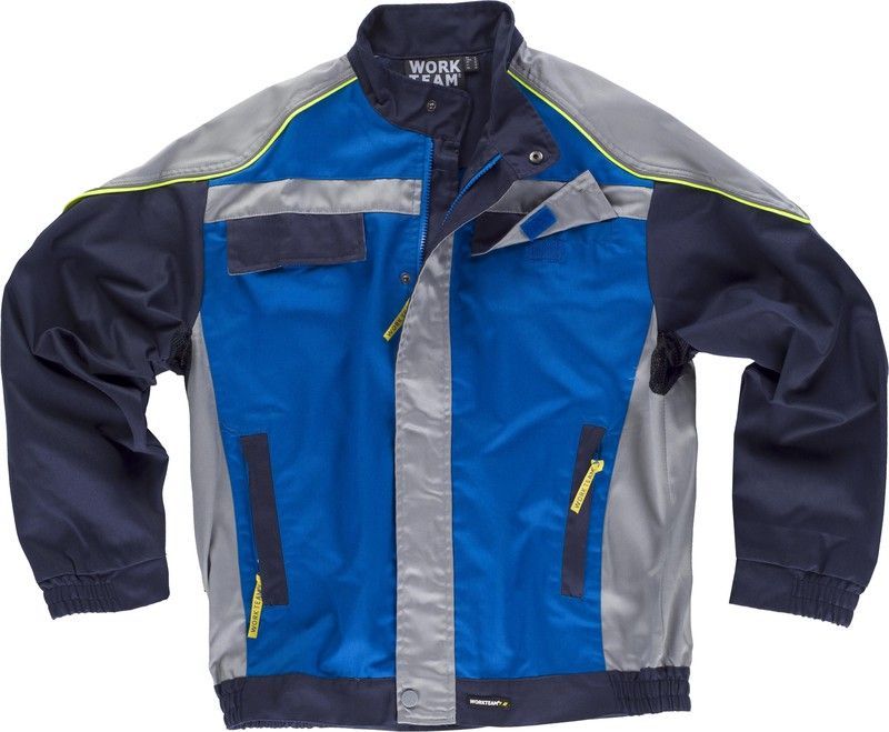 Cazadora linea 5 combi 3 colores Cremallera de nylon recta Azulina Gris Claro Marino