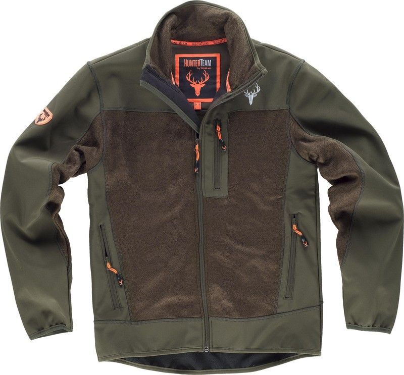 Cazadora workshell punto Verde Caza / Marron