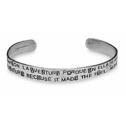 CB56A Pulsera plata rígida tipo esclava grabada