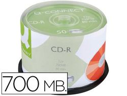 Cd-R Q-Connect con Superficie 100% Imprimible para Inkjet Capacidad 700Mb Duracion 80Minvelocidad 52X Bote de 50 Unid