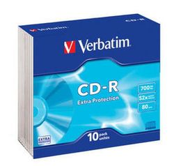 CD-R Verbatim 52*700MB Caja Slim, pack 10und.