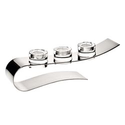 Centro con 3 Portavelas de Cristal Extreme, 40,5x8x11,5cm