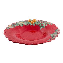 Centro de Mesa de loza en rojo y multicolor, Ø 41,7 x 8 cm | Corona de Navidad
