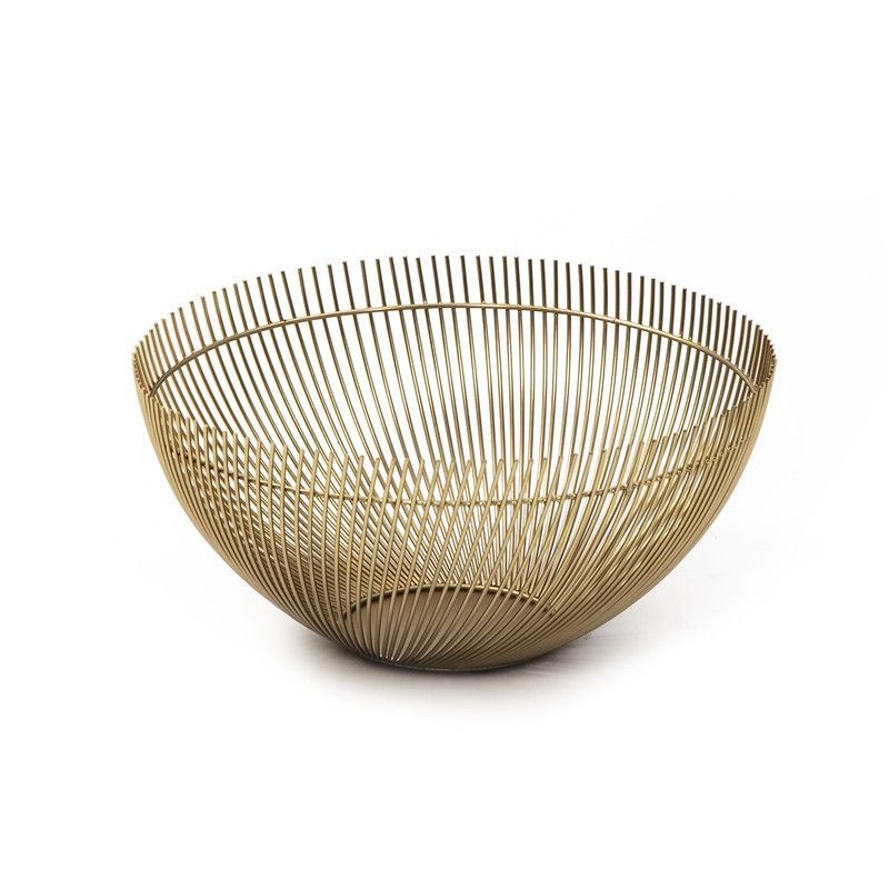 Centro de mesa en metal dorado, 36x36x16 cm