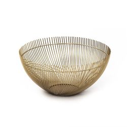 Centro de mesa en metal dorado, 36x36x16 cm