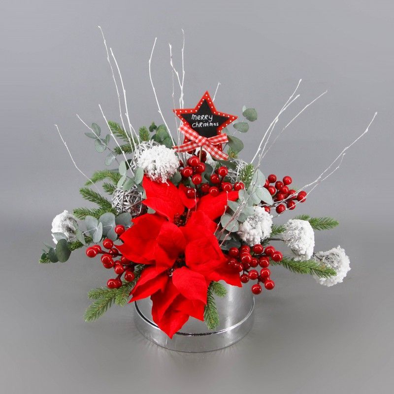 Centro Navidad Poinsettia Artificial