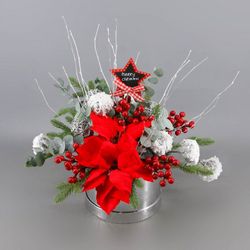 Centro Navidad Poinsettia Artificial