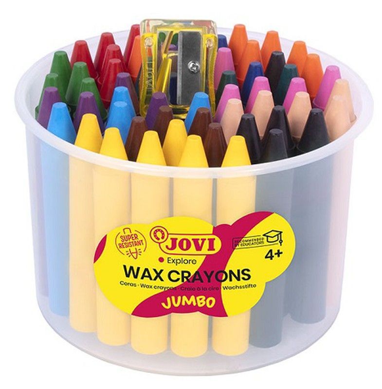 Ceras JUMBO bote 60 colores surtidos + 1 sacapuntas