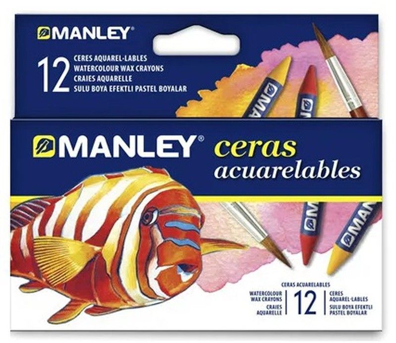 Ceras MANLEY Acuarelables 12 colores