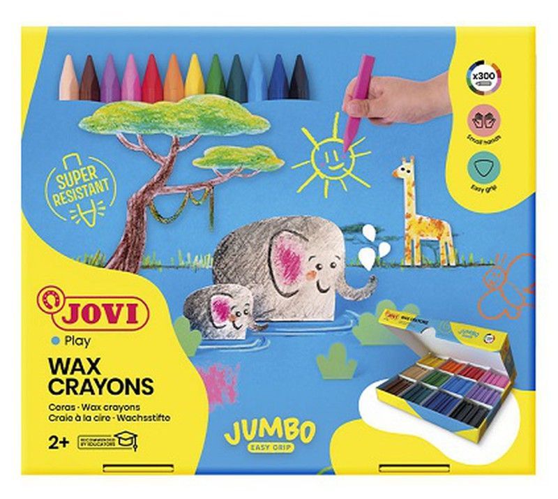 Ceras triangulares JUMBO EASY GRIP caja económica 300 ceras surtidas