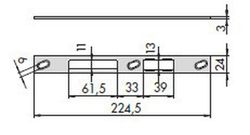 Cerradero central plano inox 224.5x24x3