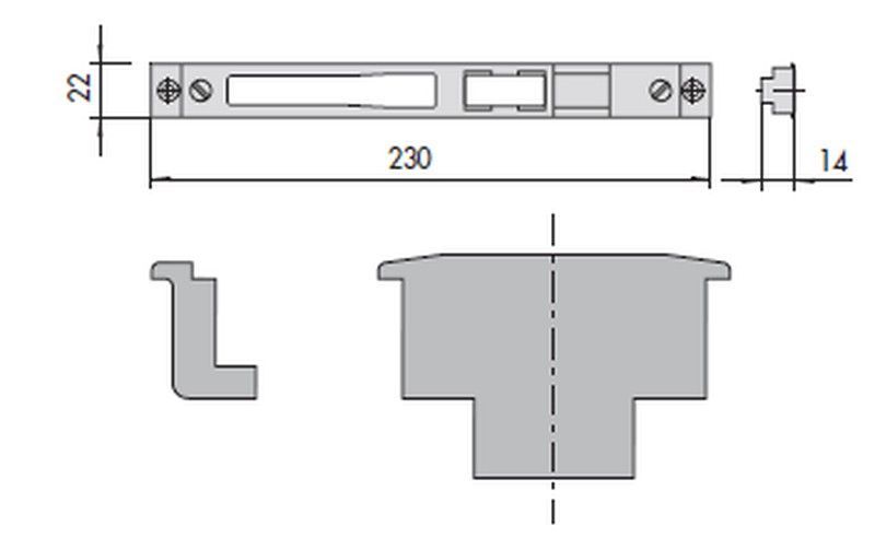 Cerradero Central Zamak 230x30x8