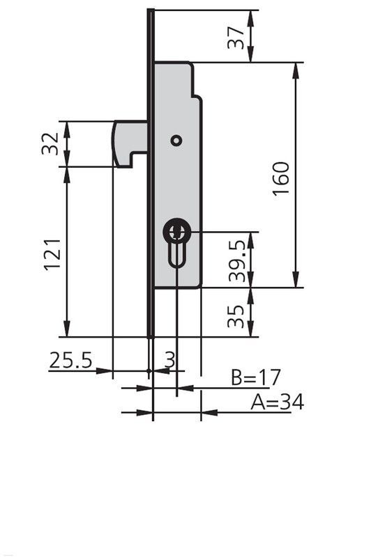 Cerradura Embutir Met Hn 17 MM