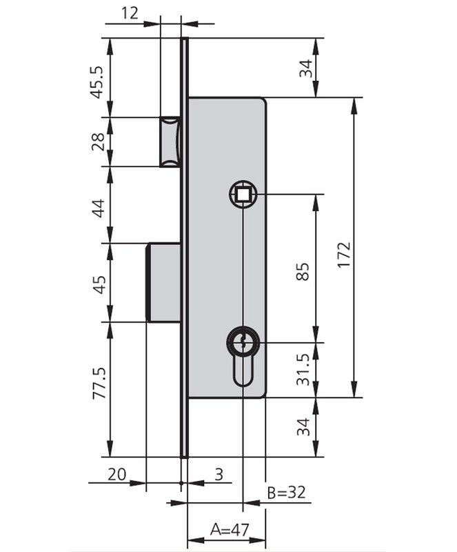 Cerradura Embutir Met Hn 17 MM