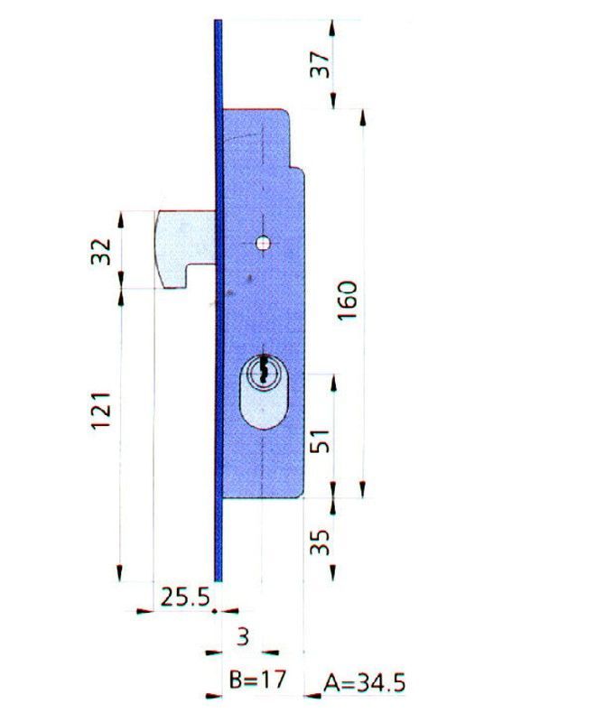 Cerradura Embutir Met Hn/Cn 17 MM