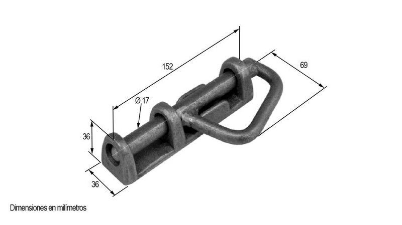 Cerrojo hierro forjado maneta cerrada con base 152
