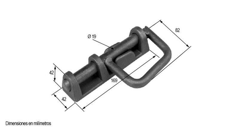Cerrojo hierro forjado maneta cerrada con base 169