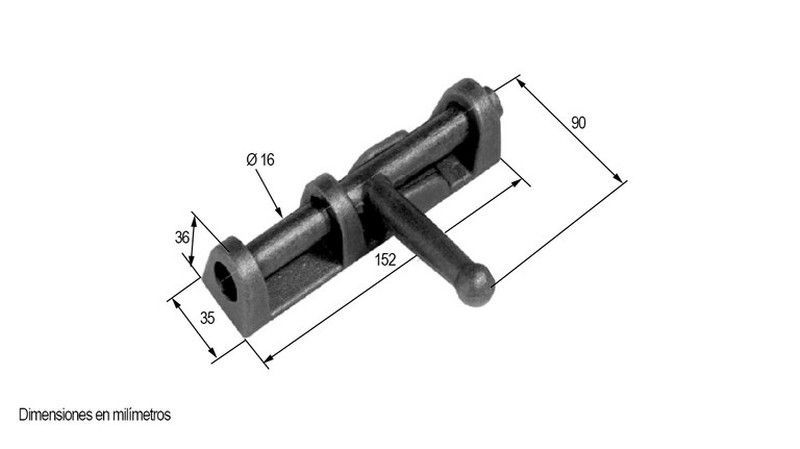 Cerrojo hierro forjado maneta en cruz con base 152