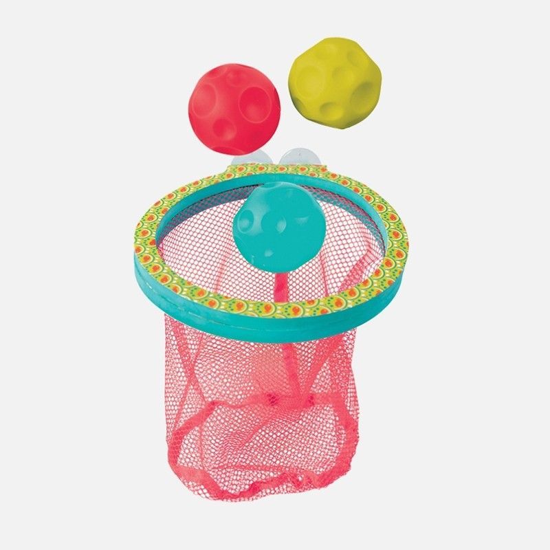 Cesta 2 en 1 para la bañera, Baloncesto, guarda juguetes - Ludi
