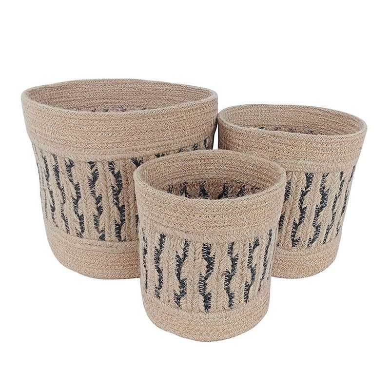 Cesta Cilindrica Yute Bicolor 3 Unidades