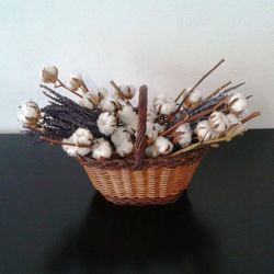 Cesta con Algodón y Lavanda