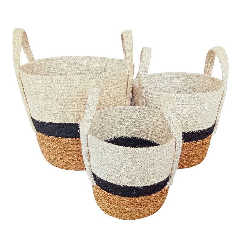 Cesta Conica C/Asas Yute Tricolor, 3 Un