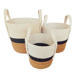 Cesta Conica C/Asas Yute Tricolor, 3 Un