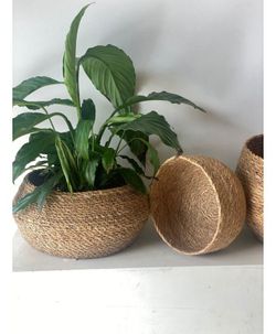 CESTA MACETA DE YUTE NATURAL REDONDO "PATIL Set 3 uds.