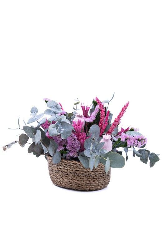 Cesta natural rosa. Frescura y color natural