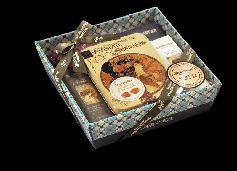 Cesta regalo chocolate leche amatller