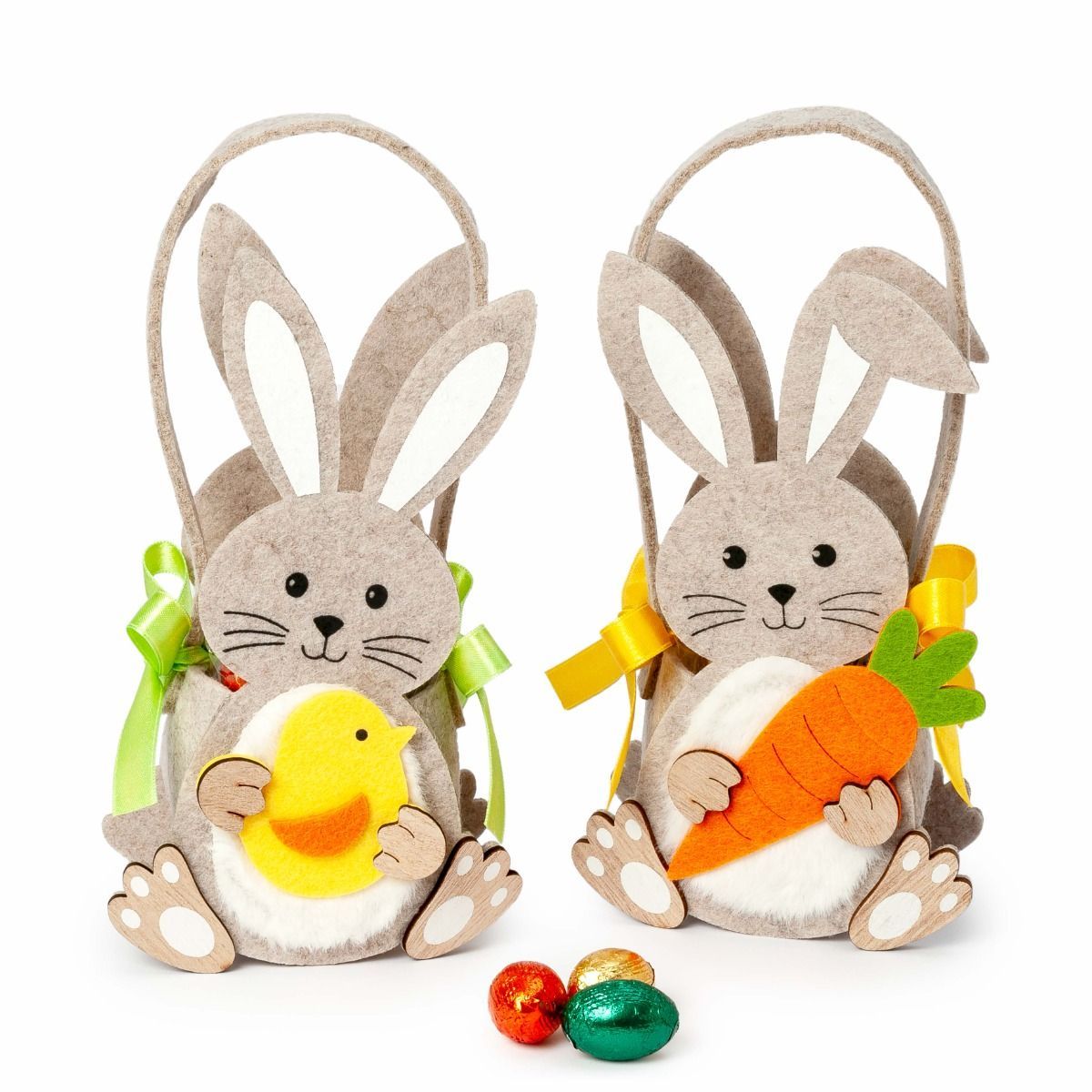 Cesto fieltro conejitos Pascua 8 huevos praliné min.2*