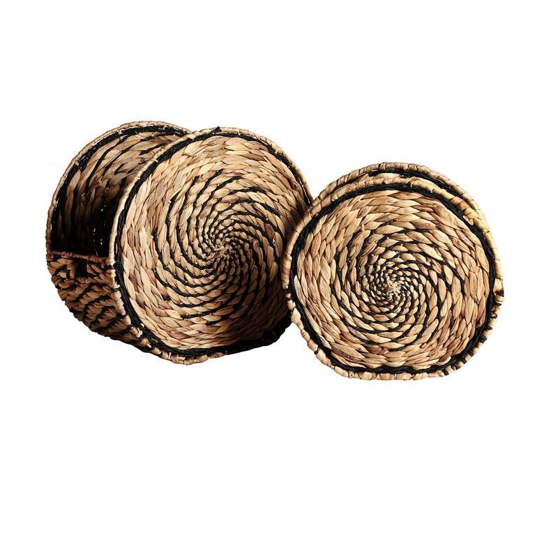 Cesto J/2 Blair de fibra natural, cuerda y hierro en negro/natural, 42 x 26 x 40 cm