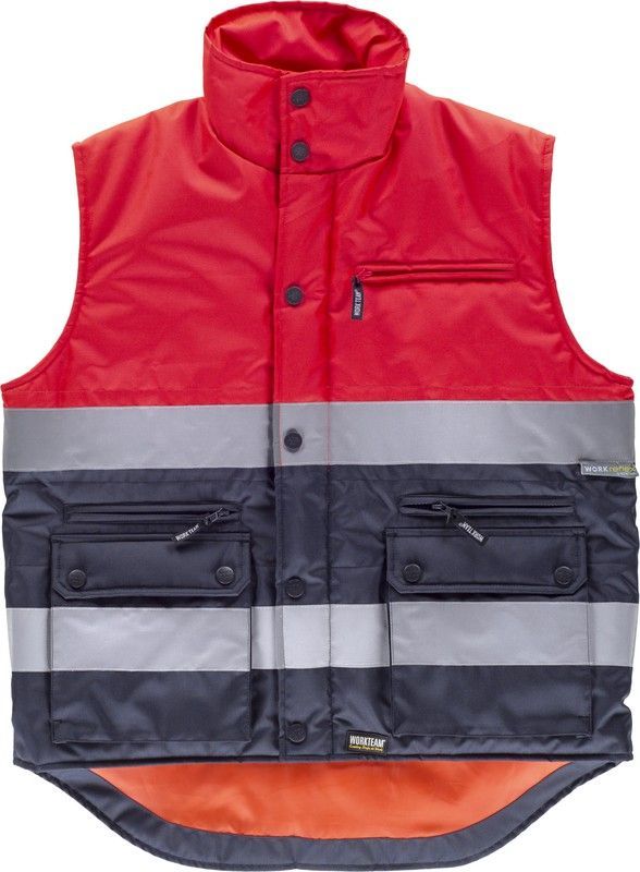 Chaleco acolchado rojo alta visibilidad bicolor  Rojo / Marino