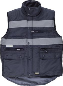 Chaleco acolchado y multibolsillos con cortavientos Marino