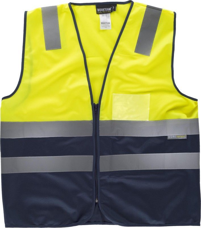 Chaleco bicolor con cierre de cremallera  Amarillo / Marino