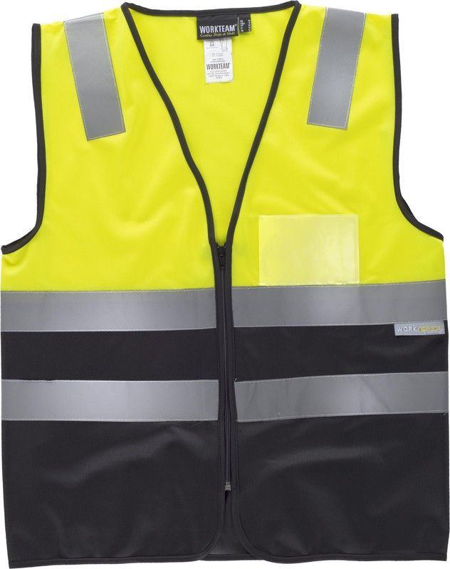 Chaleco bicolor con cierre de cremallera Amarillo / Negro