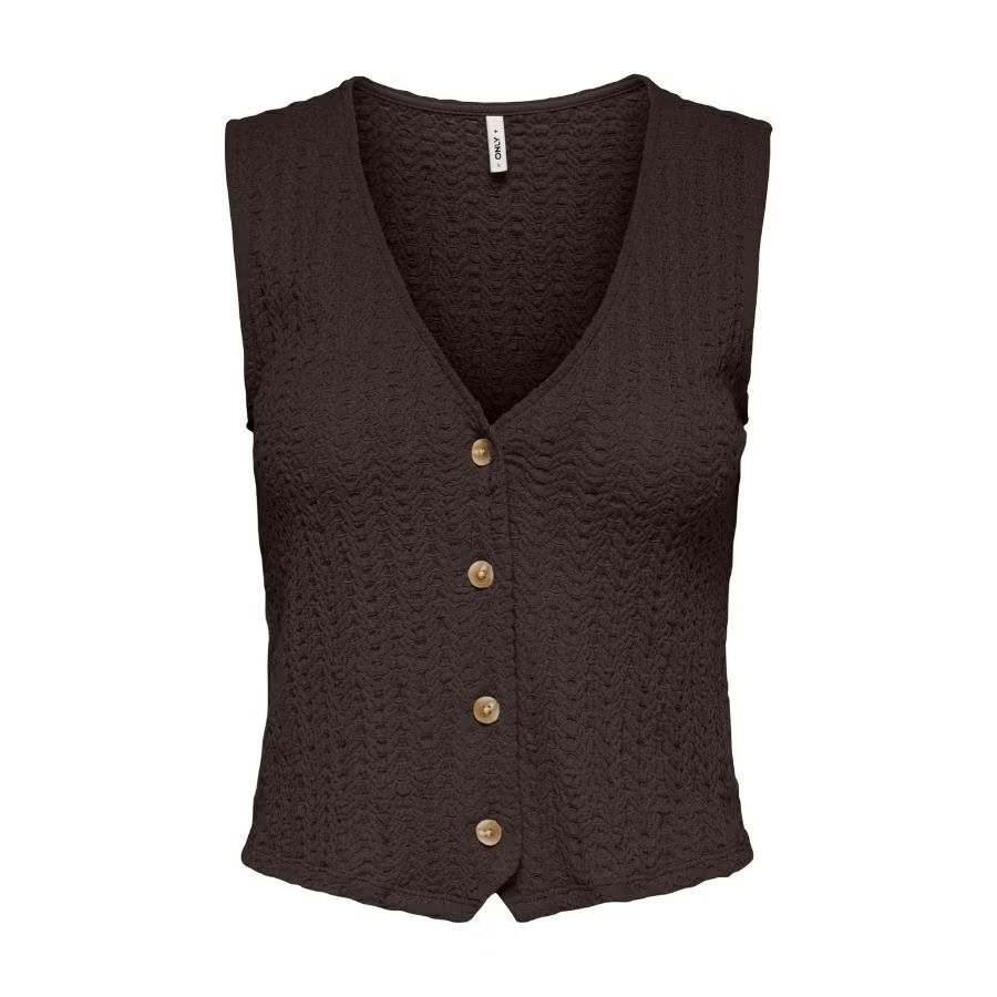 Chaleco con botones de cuello V Only Chocolate