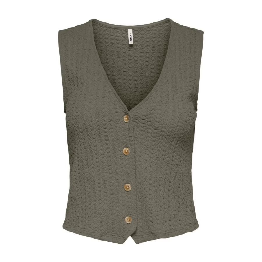 Chaleco con botones de cuello V Only Olive Night