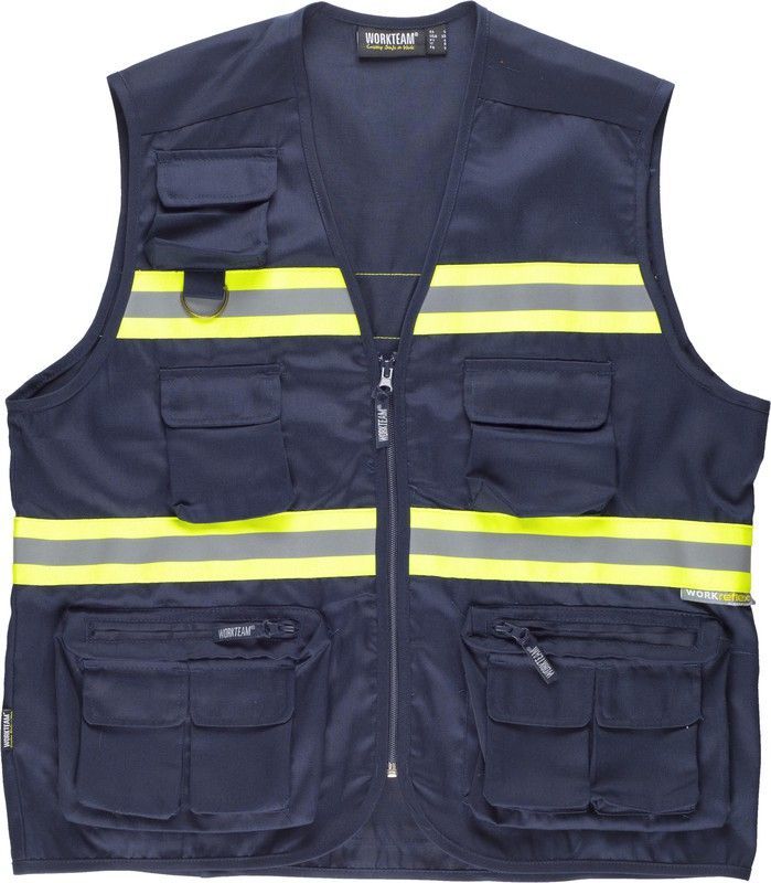 Chaleco con cierre de cremallera bicolor Marino Amarillo