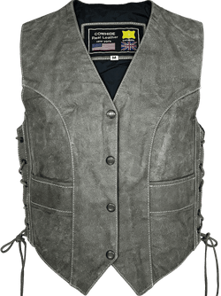 Chaleco cuero marron chica