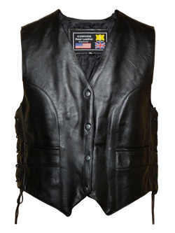 Chaleco cuero negro chica clasico