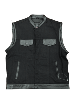 Chaleco cuero y tejano motard