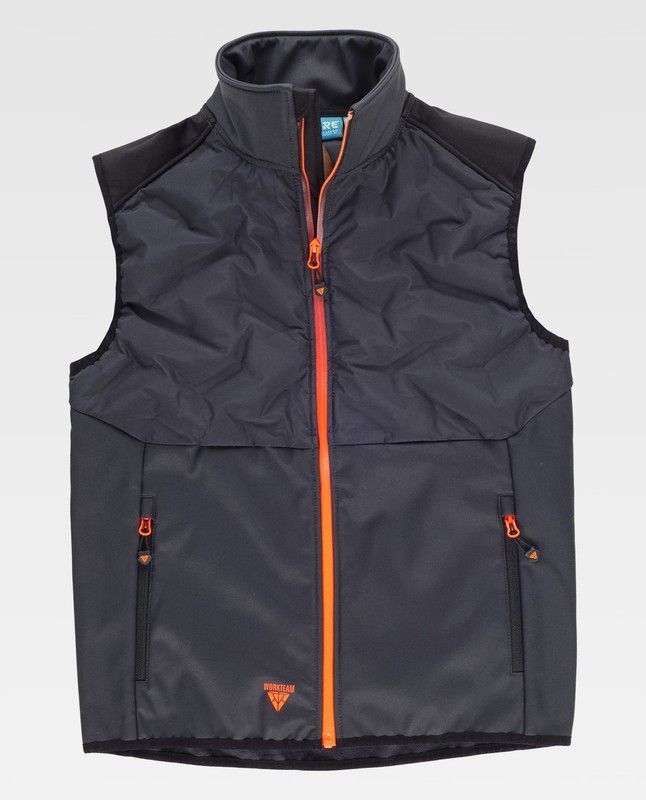 Chaleco de color Gris oscuro+Negro+Naranja Fluor