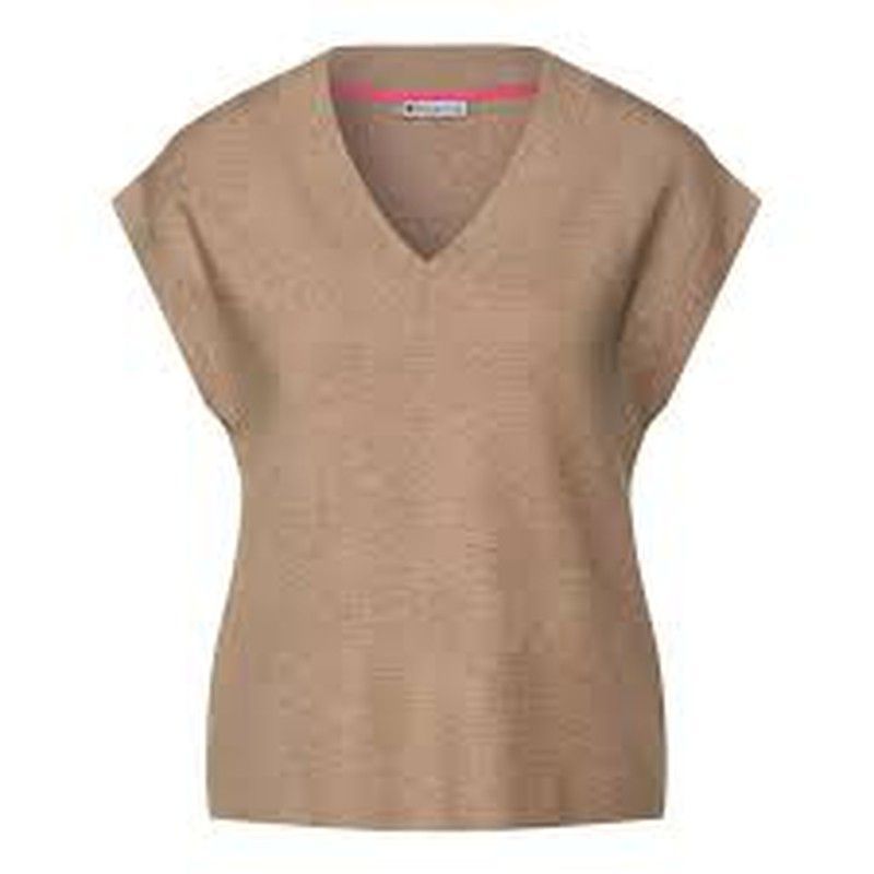 Chaleco de punto con cuello pico Street One Sand