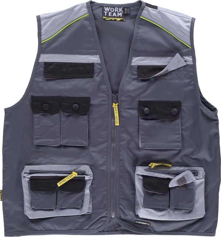 Chaleco linea 5 tipo safari Gris Oscuro / Gris Claro / Negro