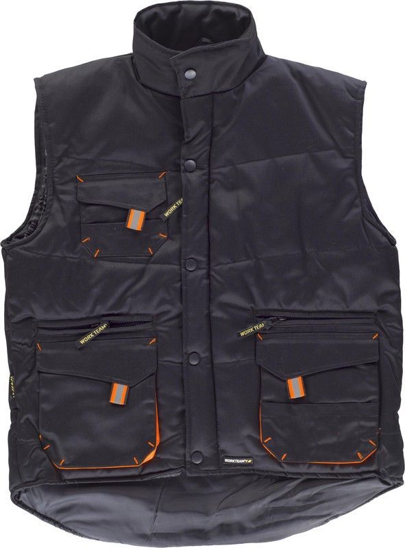Chaleco linea 6 acolchado Negro / Naranja