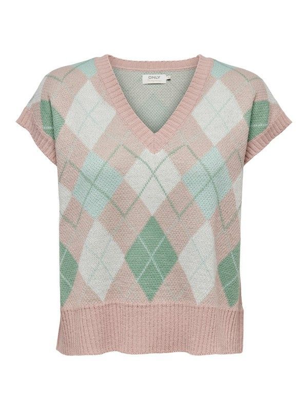 Chaleco rombos multicolor Only Rose Smoke